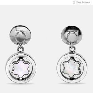 Montblanc Silver Earrings with White Star Inlay